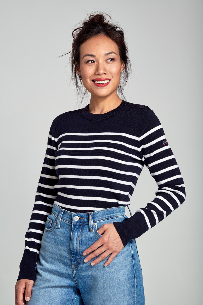Pull marin rayé Briac - laine mérinos