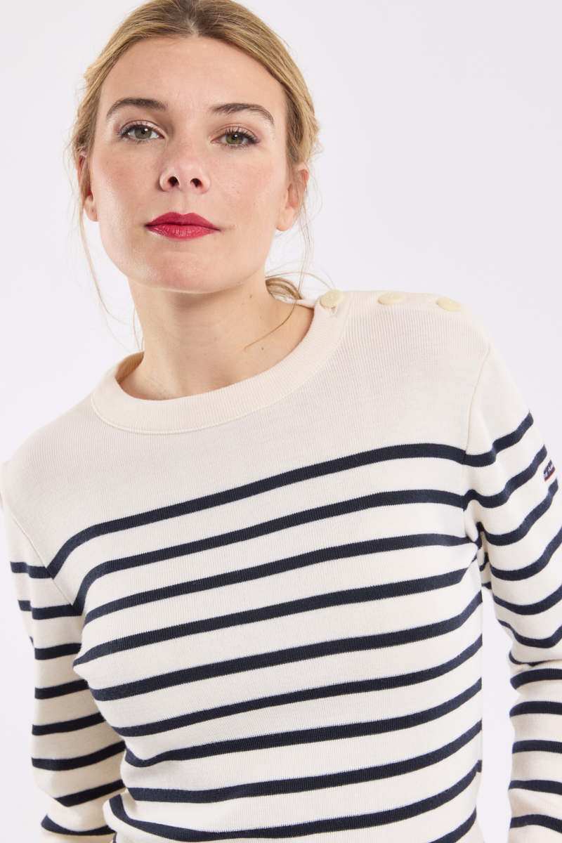 Pull marin rayé Briac - laine mérinos
