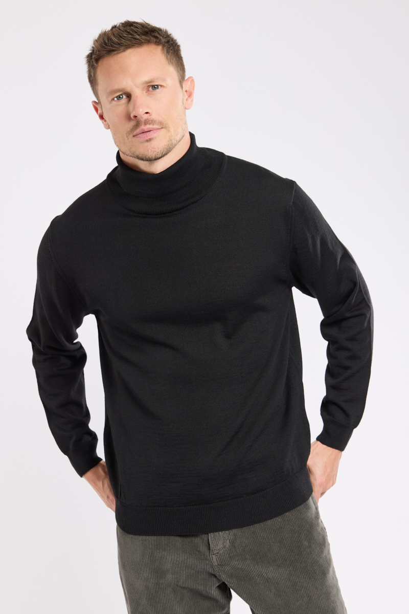 Pull col roulé - laine mérinos et acrylique