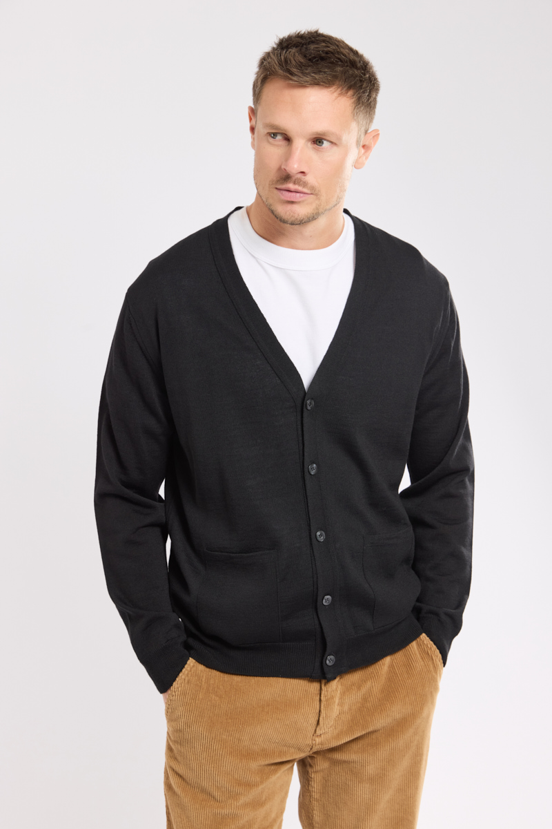 Cardigan boutonné - laine mérinos et acrylique