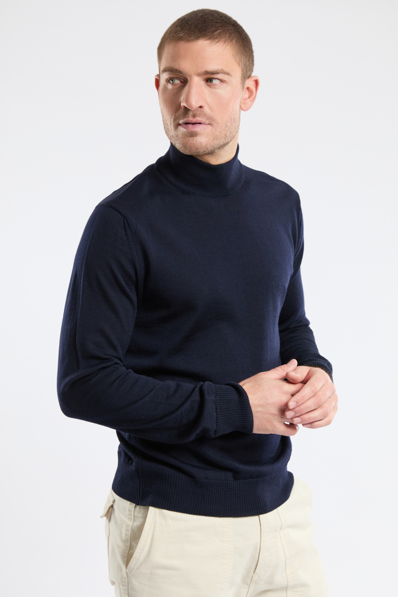 Pull col montant - laine mérinos