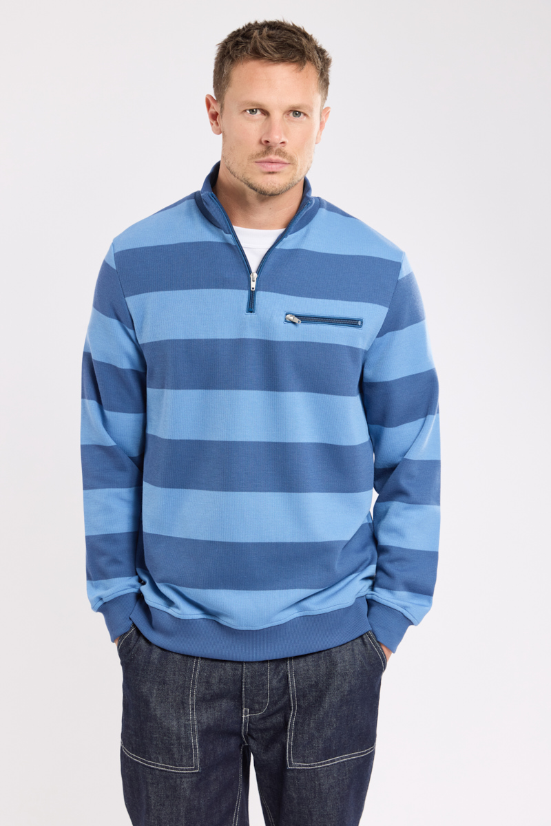 Sweat rayé col zippé