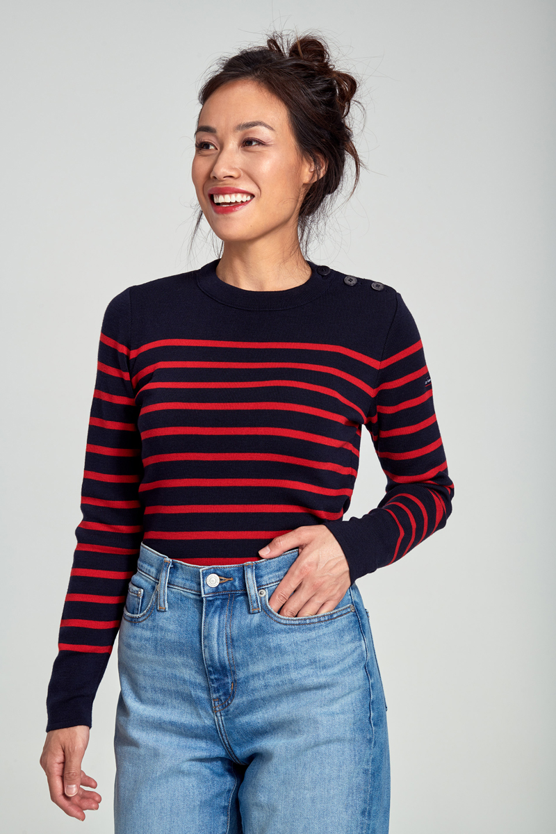 Pull marin rayé Briac - laine mérinos