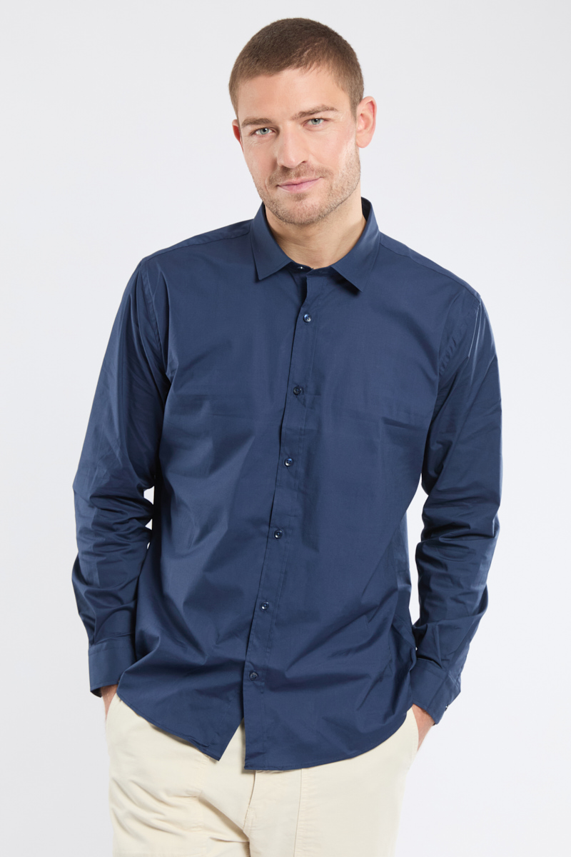 Chemise unie coupe ajustée - coton