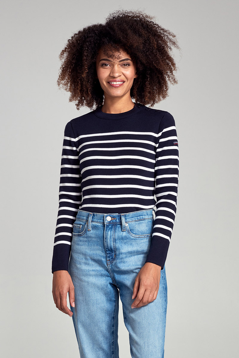 Pull marin rayé Paimpol - laine et acrylique