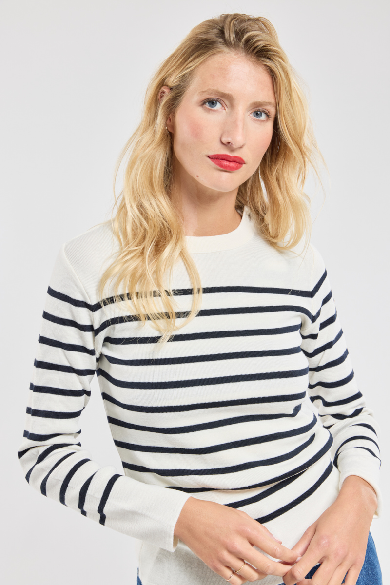Pull marin rayé Paimpol - laine et acrylique