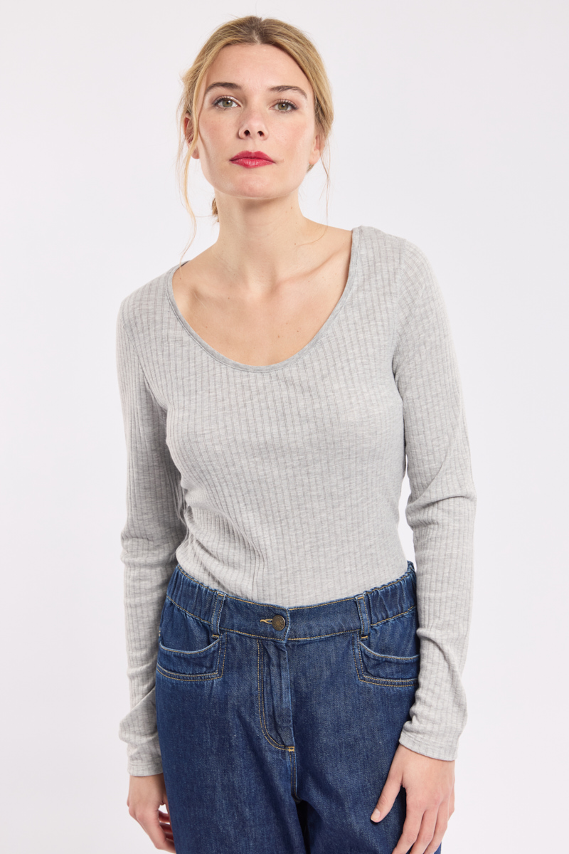 T-shirt manches longues - Lyocell et coton