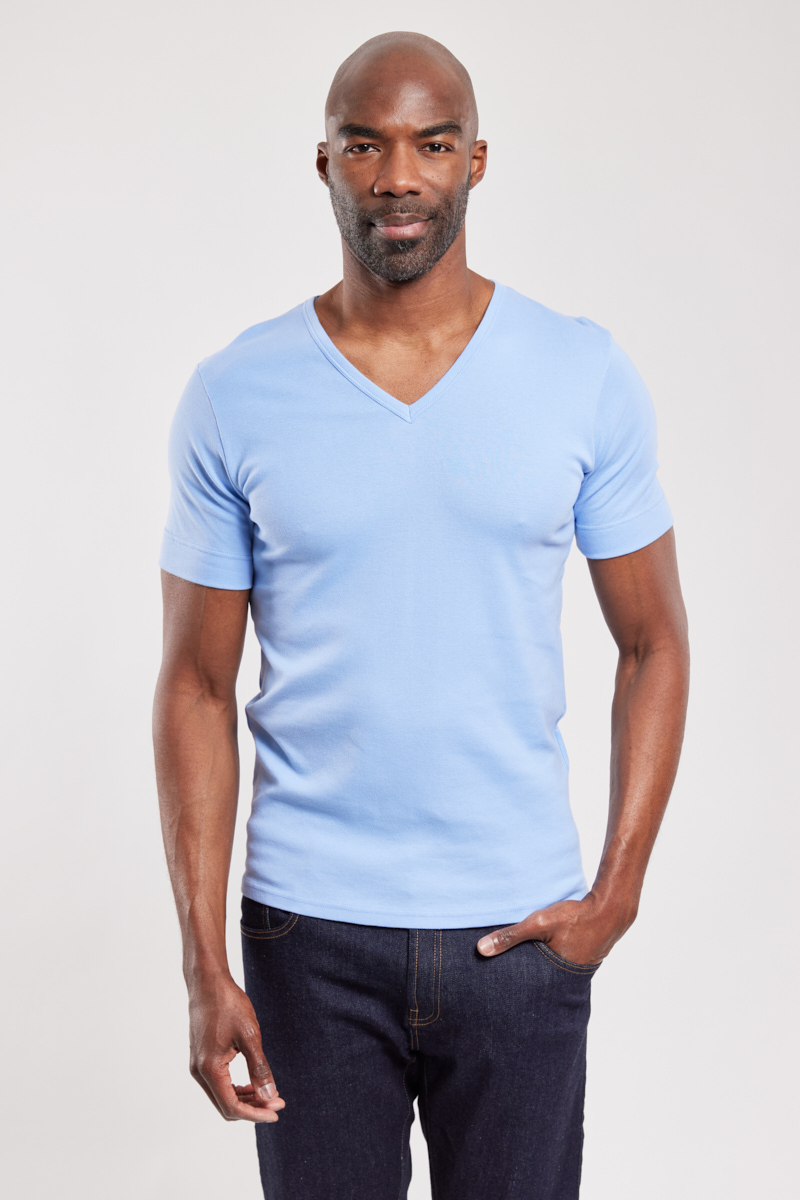 T-shirt col V - coton épais issu de l agriculture biologique