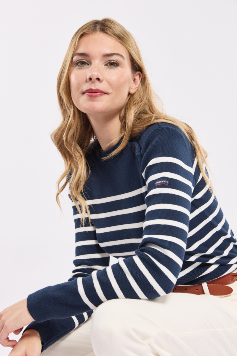 Pull marin double boutonnage - coton