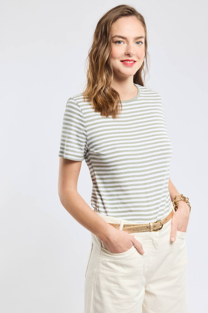 T-shirt rayé - coton et lin