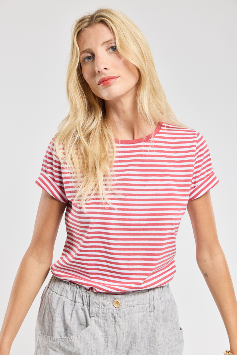 T-shirt rayé - coton et lin