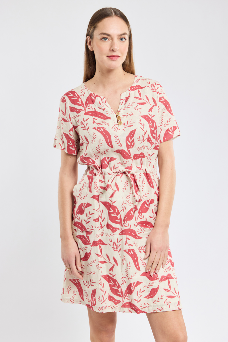 Robe motifs végétaux - lin