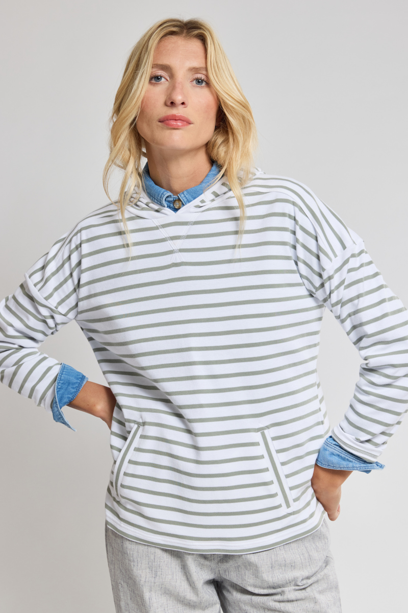 Marinière à capuche - coton épais