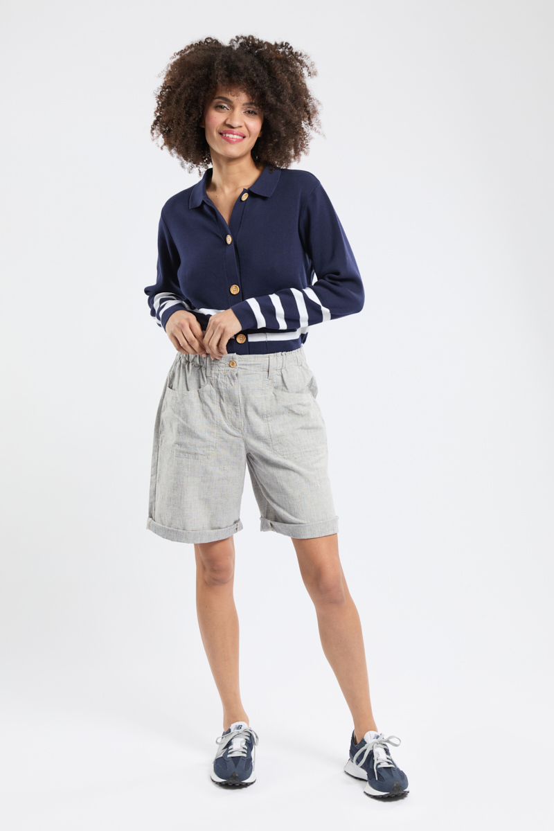 Short élastiqué - coton lin