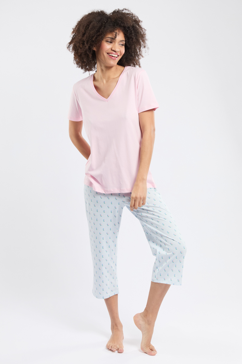 Pyjama corsaire fleurs - coton léger