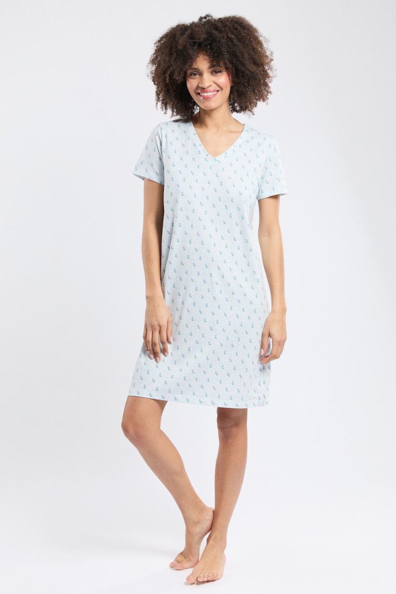 Chemise de nuit fleurs - coton léger