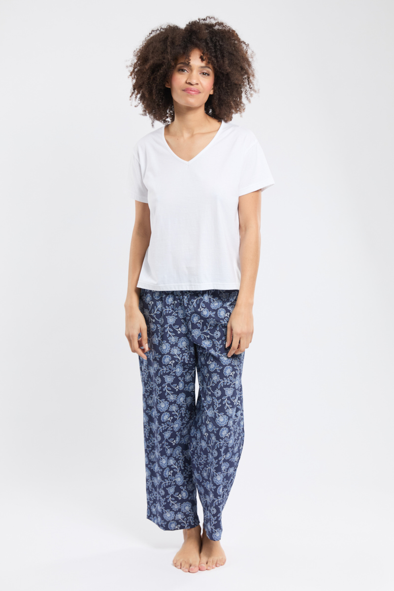 Pyjama motifs fleurs - coton