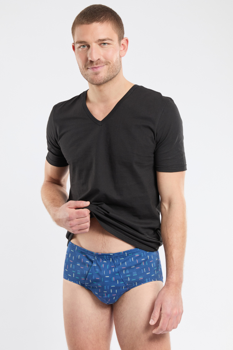 Slip ouvert motifs rayures - coton