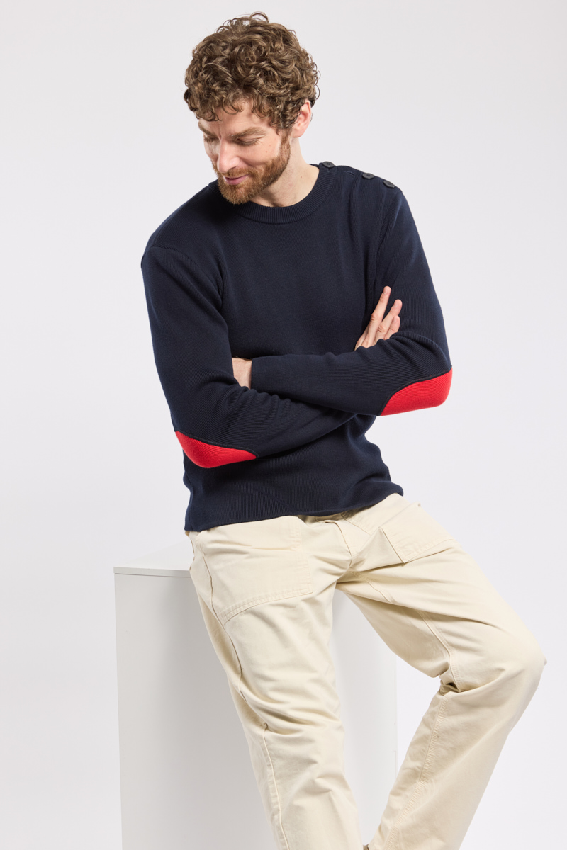 Pull marin avec coudières - coton