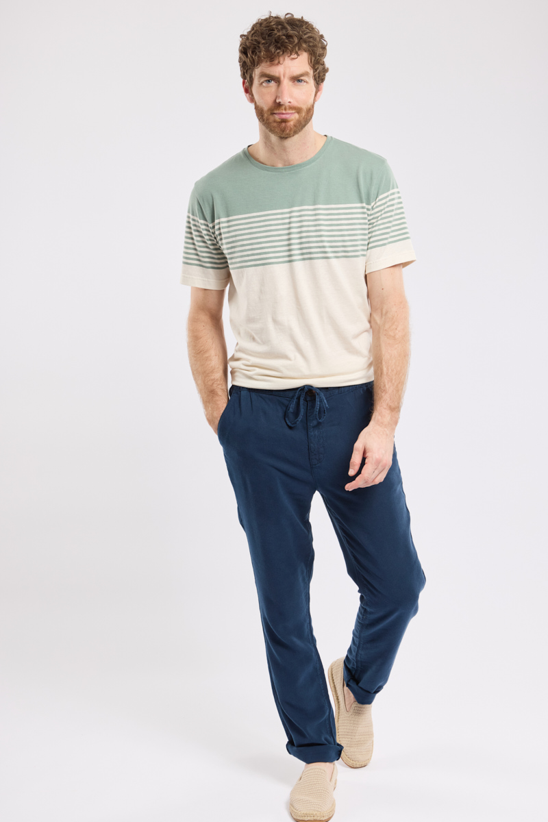 Pantalon taille élastique - coton et lin