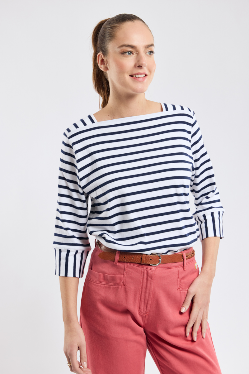 Marinière col bateau - coton rustique