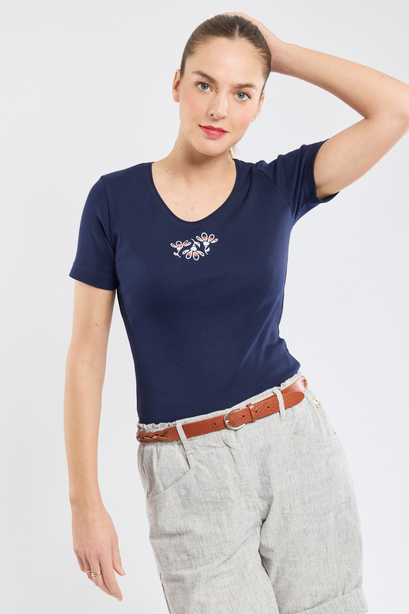 T-shirt fleur - coton léger