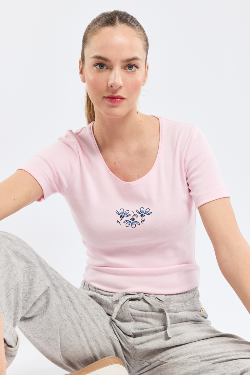 T-shirt fleurs - coton léger