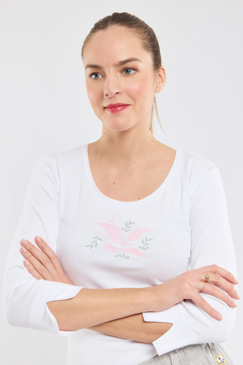 T-shirt manches 3/4 végétaux - coton léger