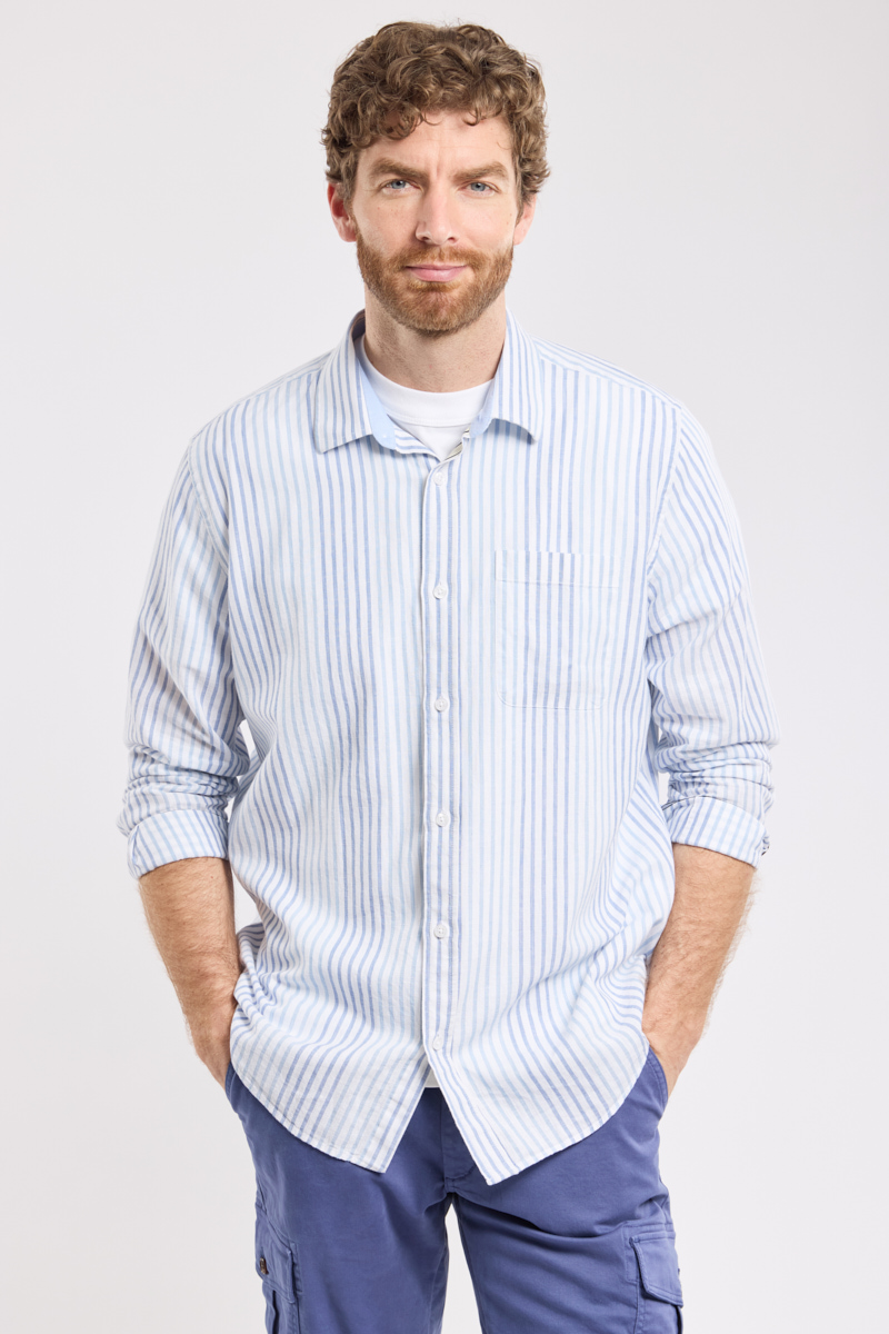 Chemise rayée coupe confort - coton et lin