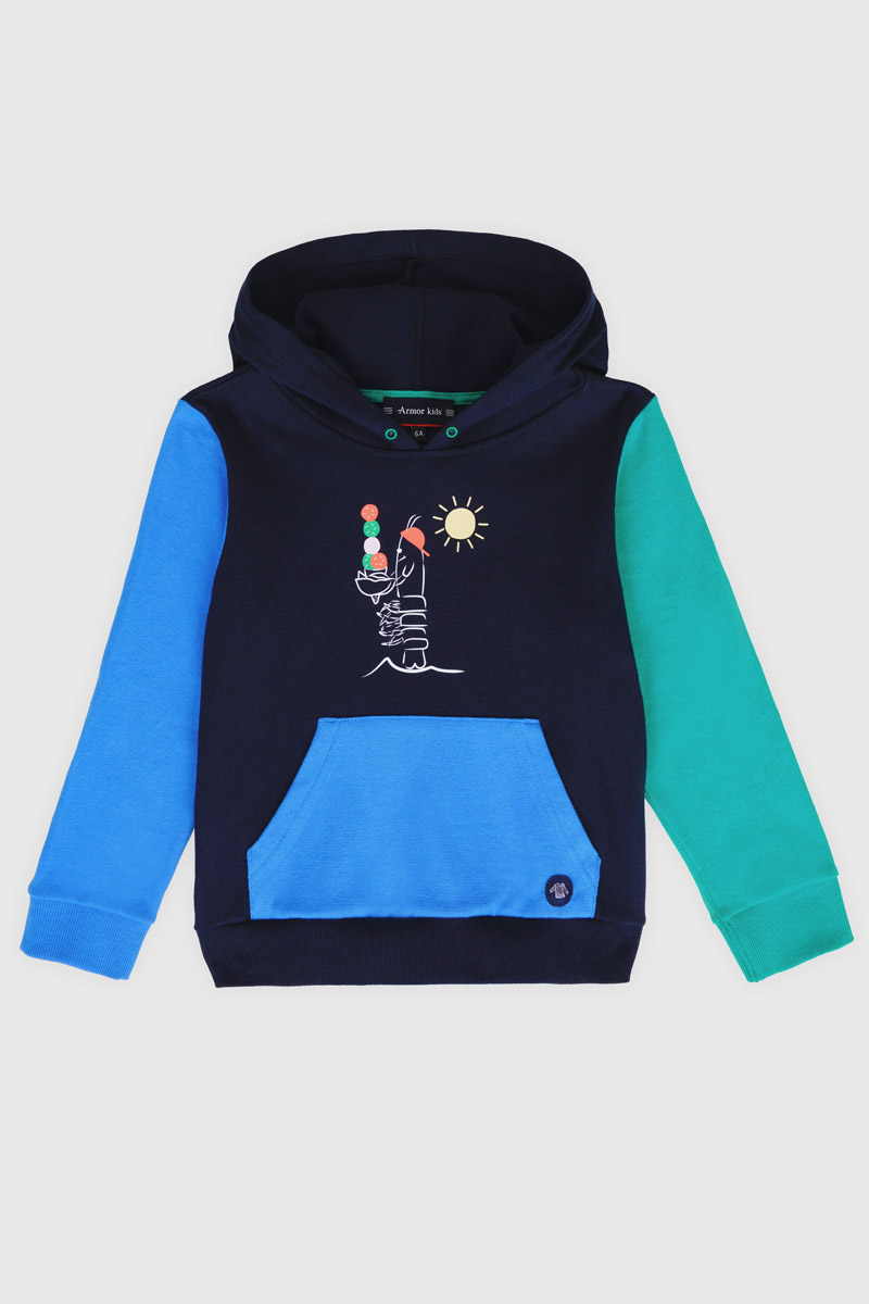 Sweat à capuche tricolore - coton