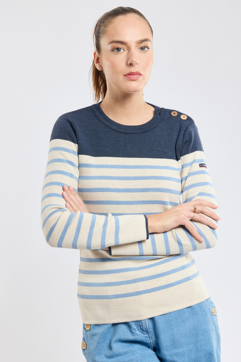 Pull marin rayé - laine