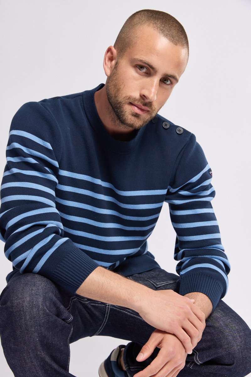 Pull marin rayé - coton