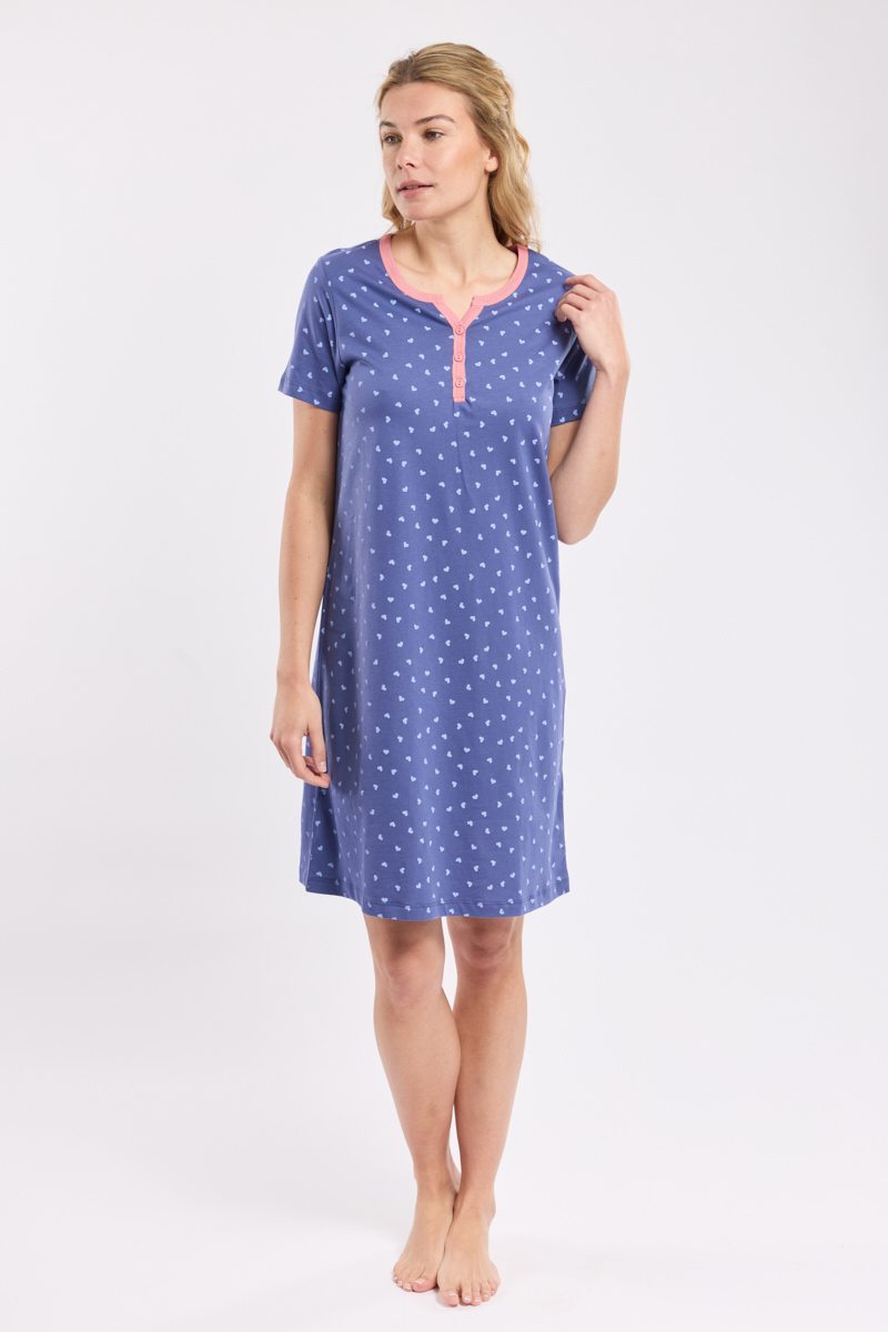 Chemise de nuit imprimé coeurs - coton léger