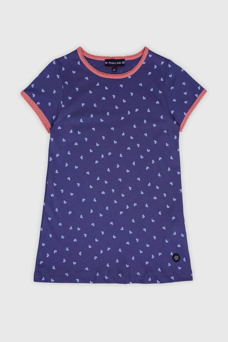 Chemise de nuit imprimée coeurs Kids - coton léger