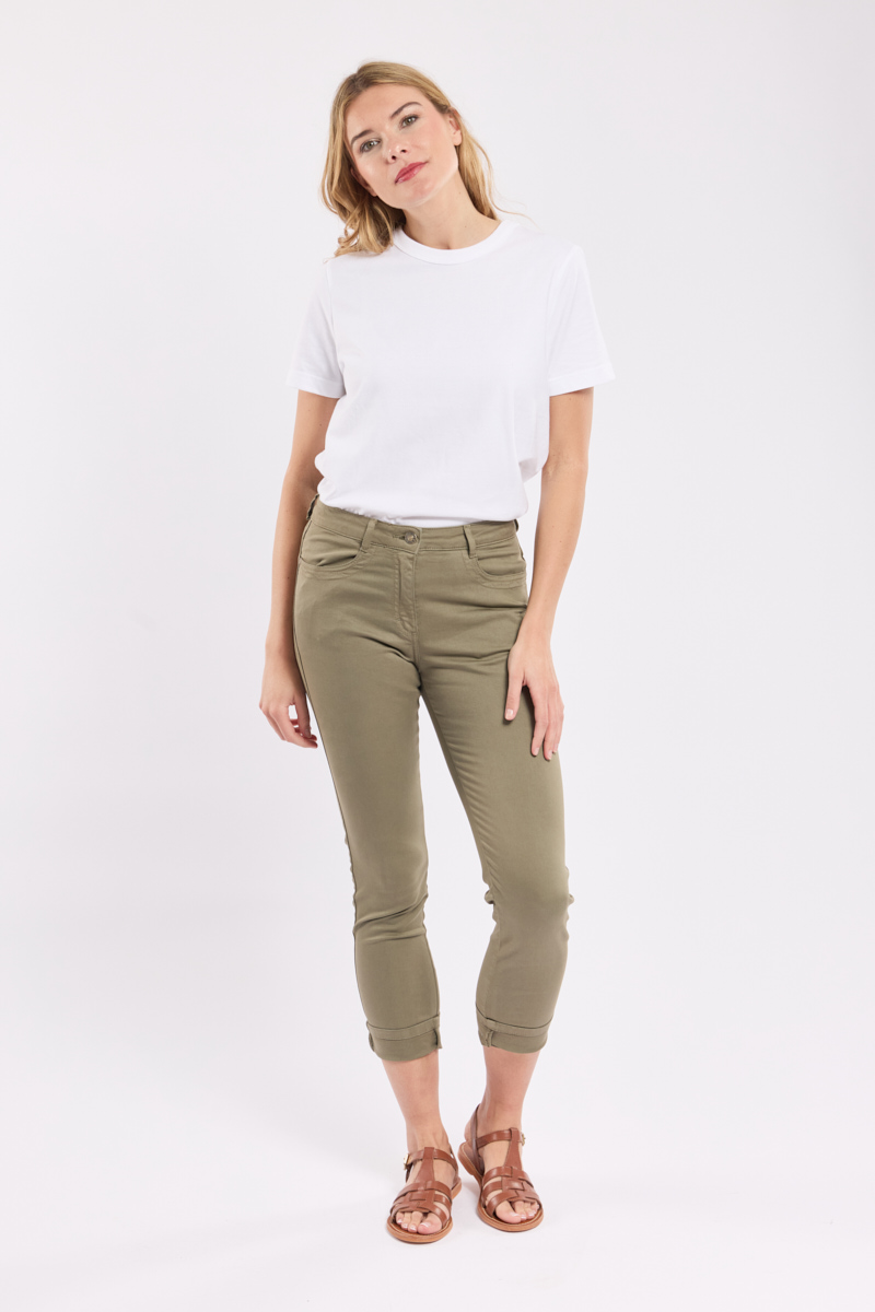 Pantalon 7/8 coupe slim - coton