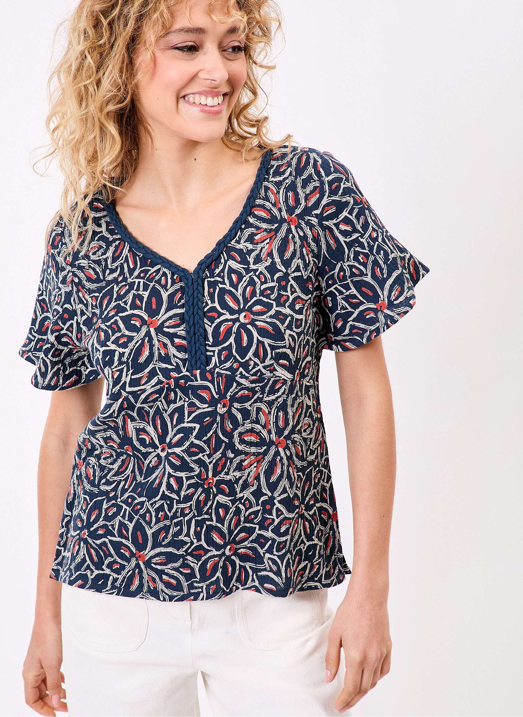 Top col V trss gaze de coton bio MIMI