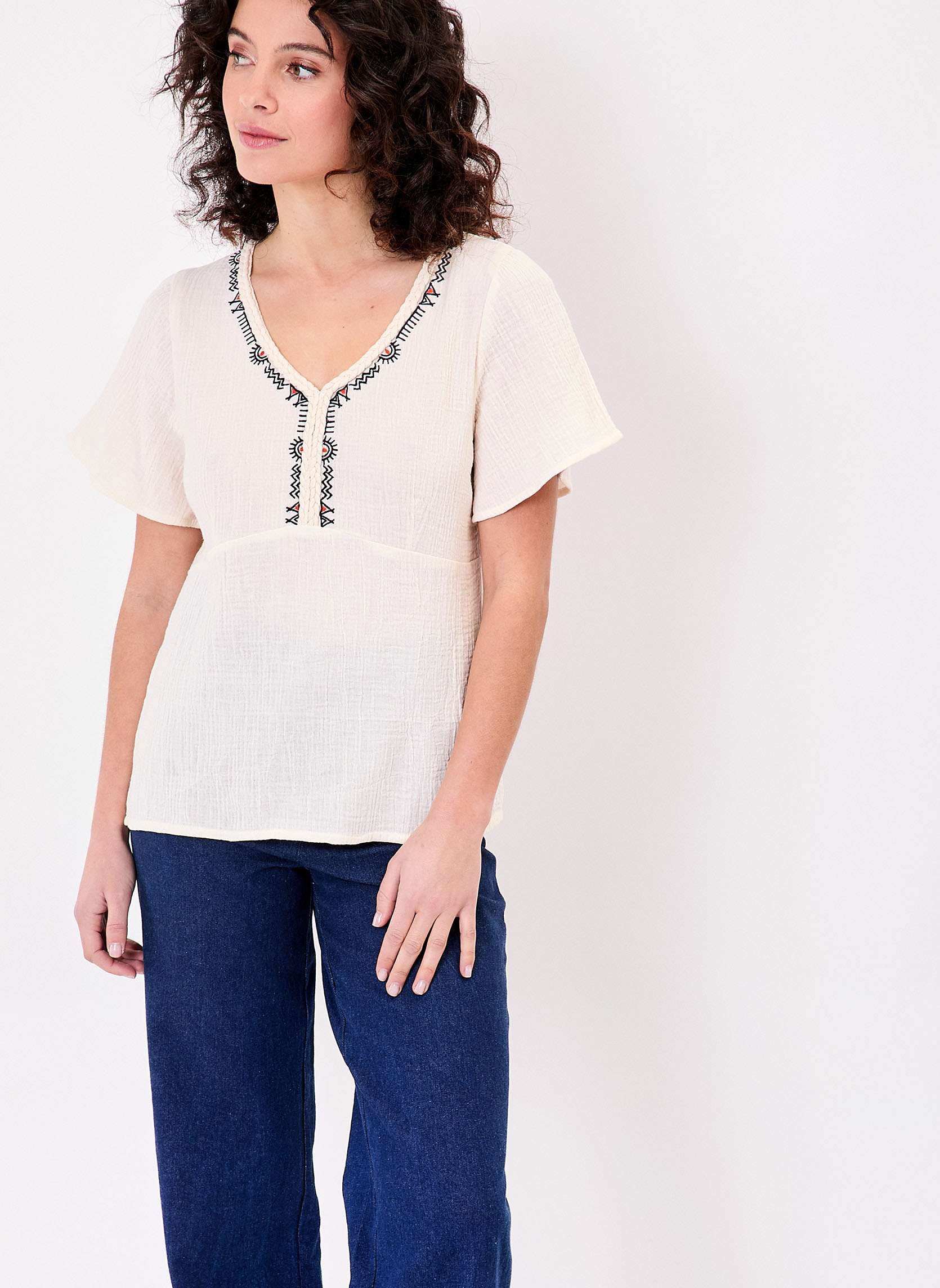 Top col V trss gaze de coton bio MIMI