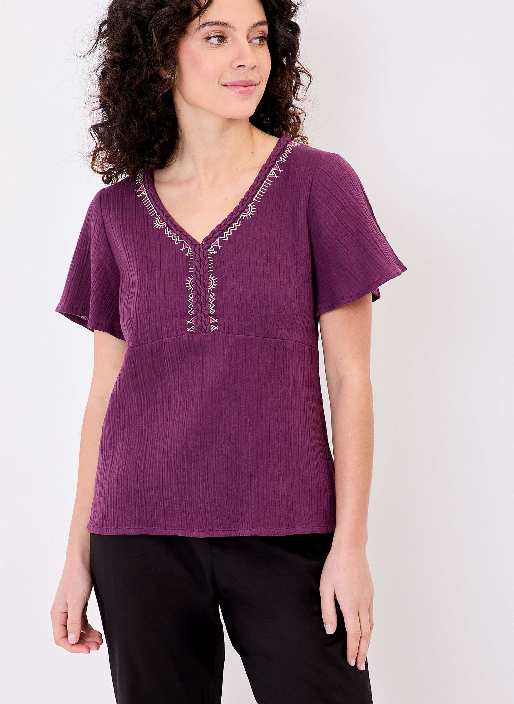 Top col V trss gaze de coton bio MIMI