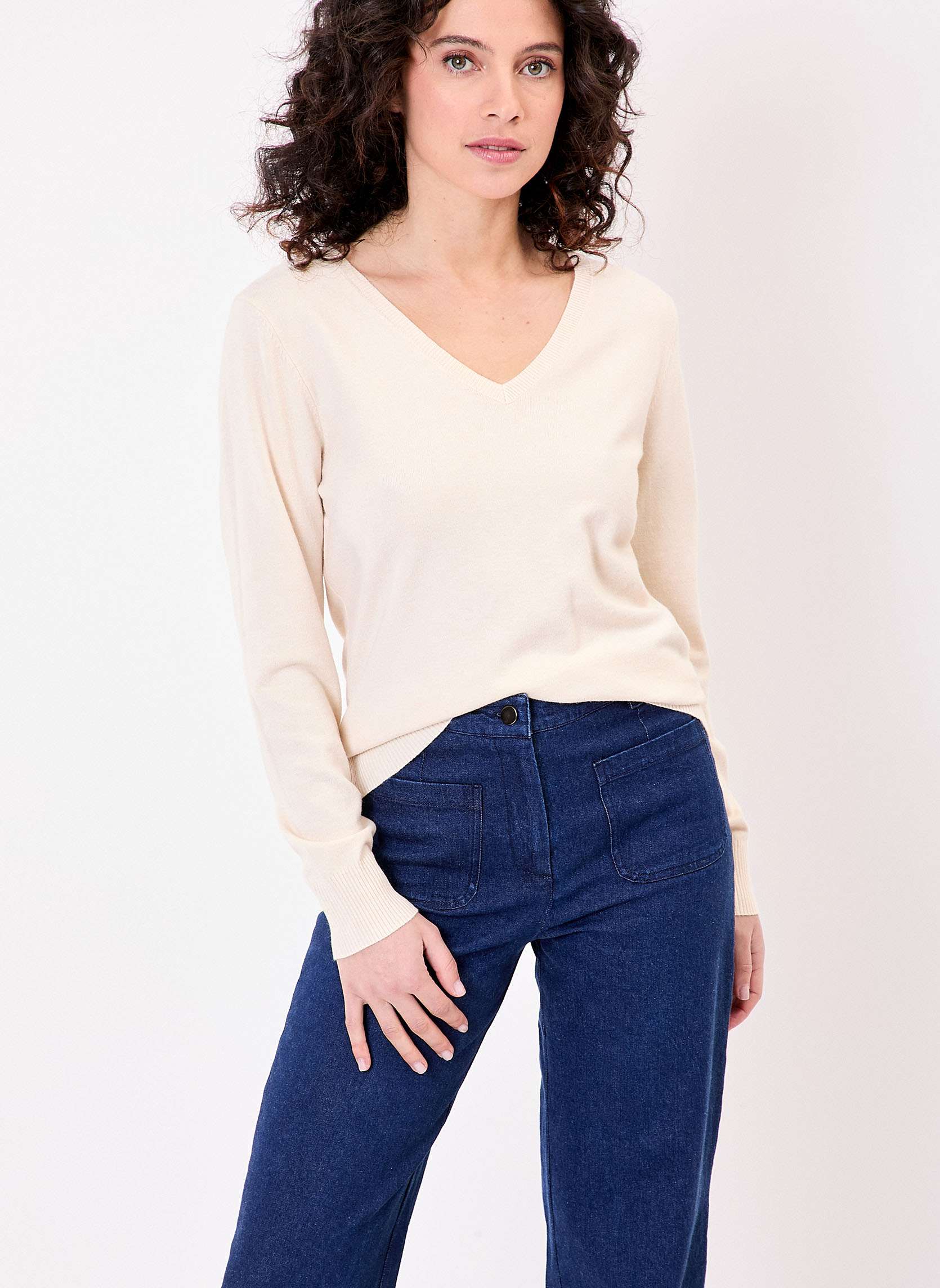 Pull maille col V femme HAYA