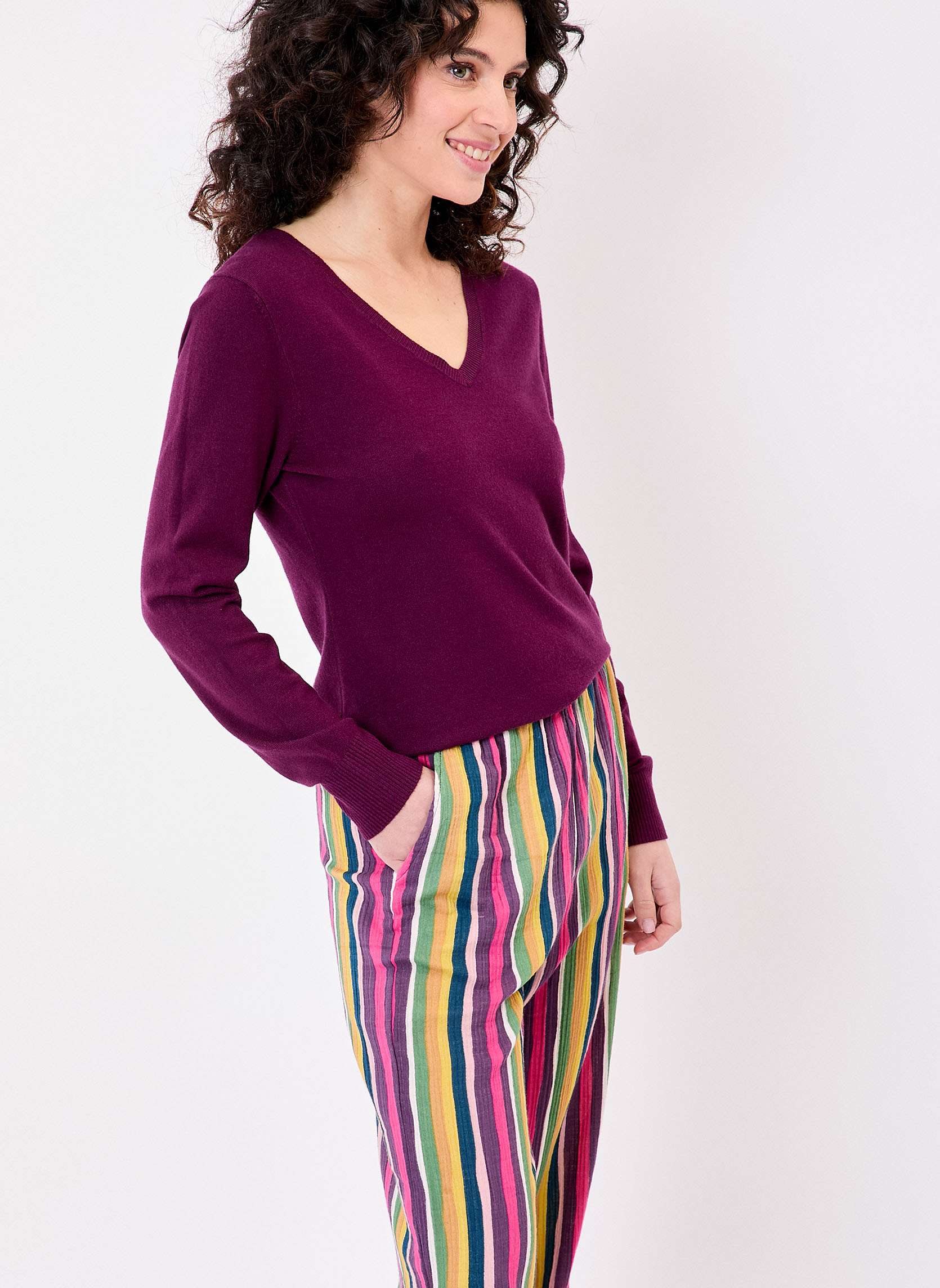 Pull maille col V femme HAYA