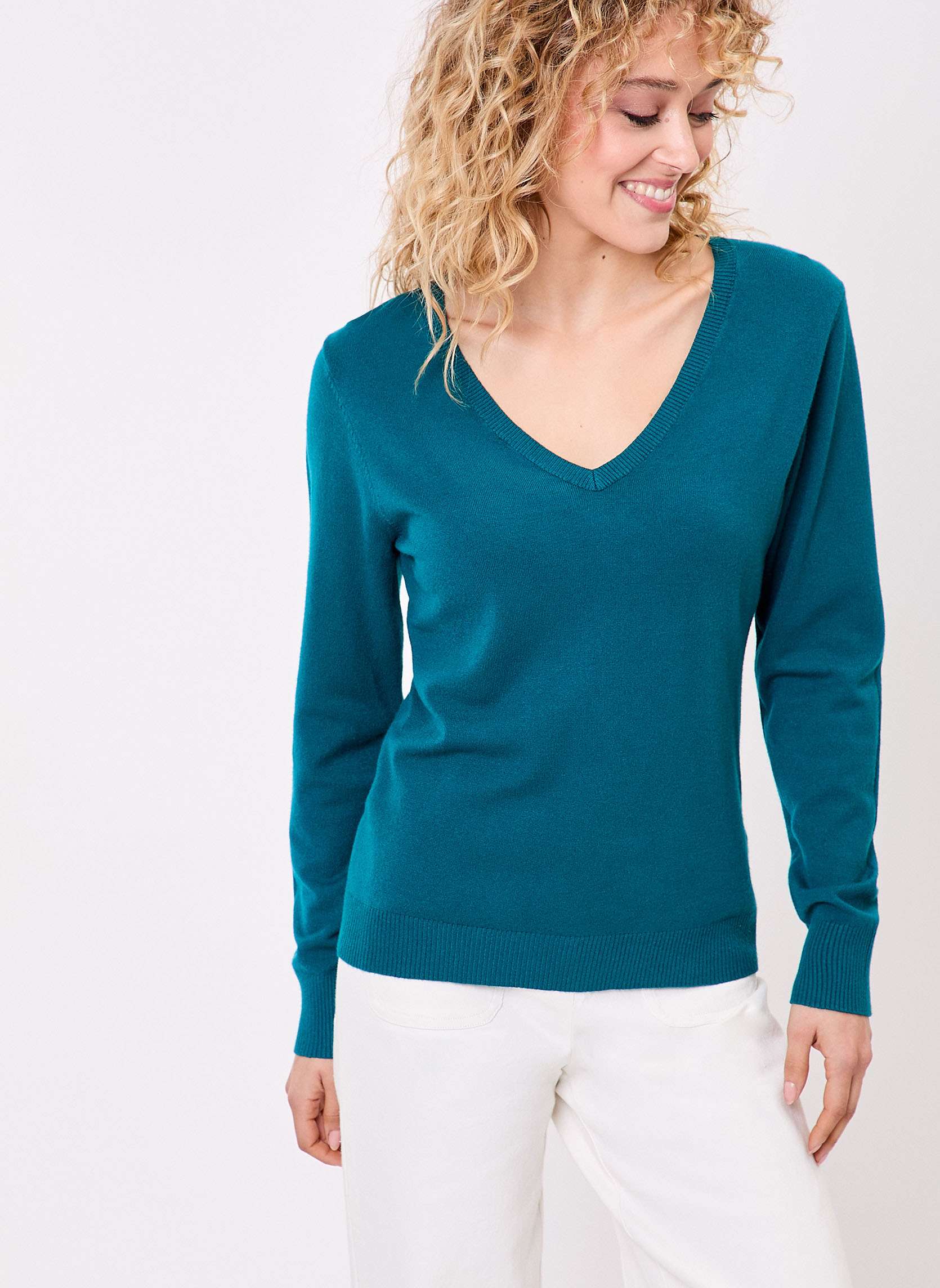 Pull maille col V femme HAYA