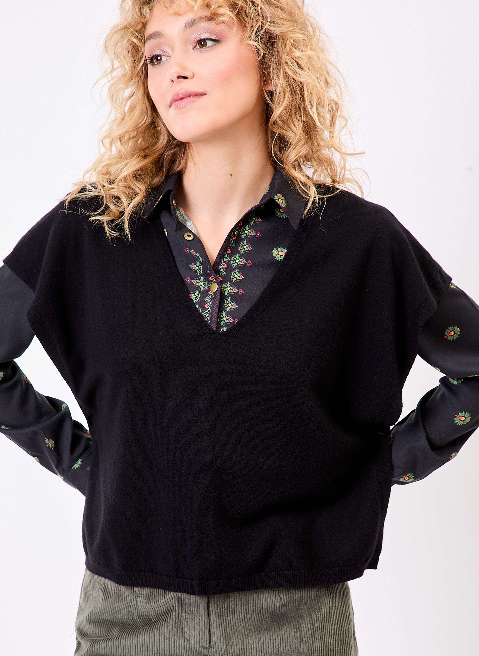 Pull maille sans manche SATINKA