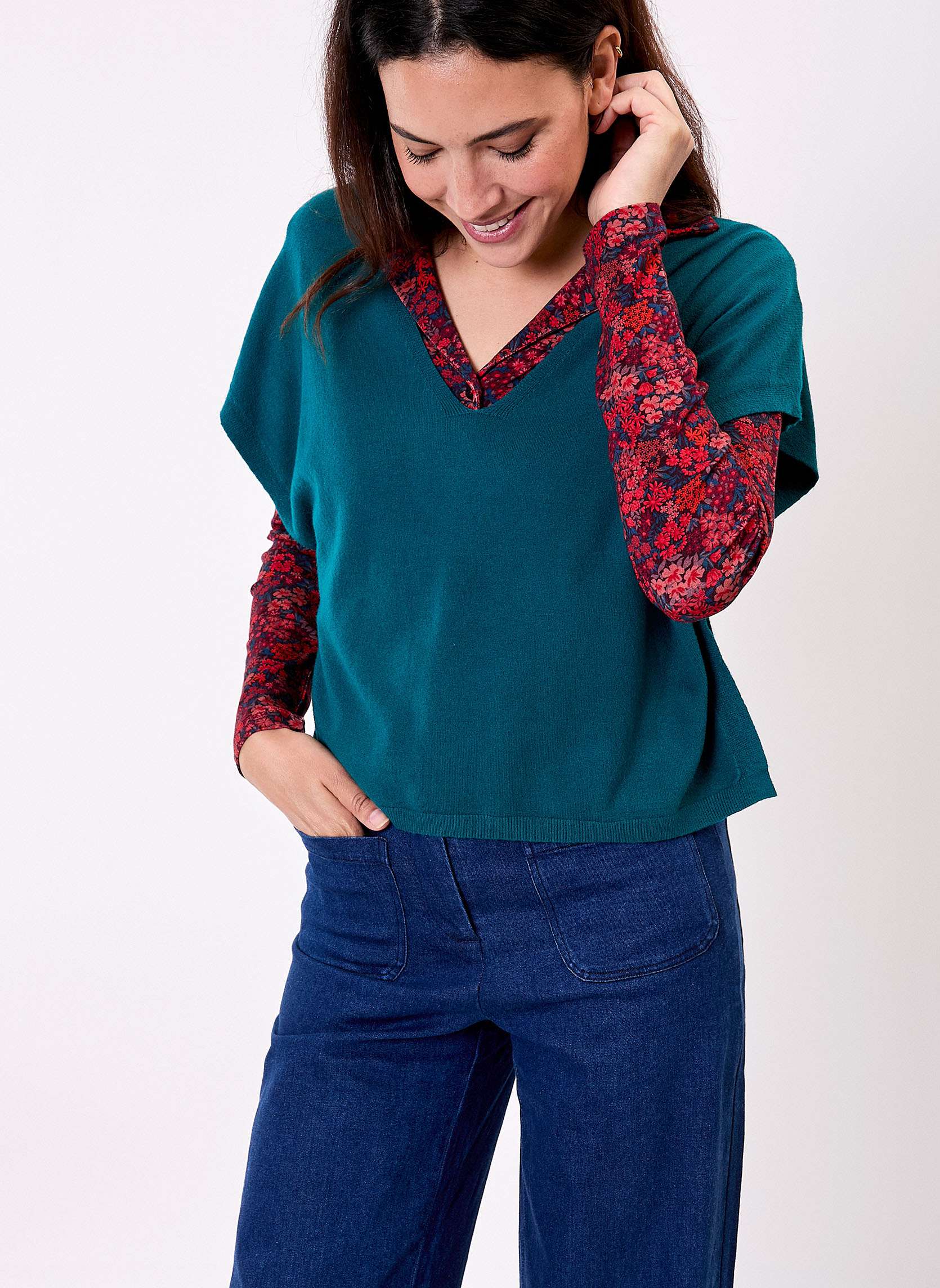Pull maille sans manche SATINKA