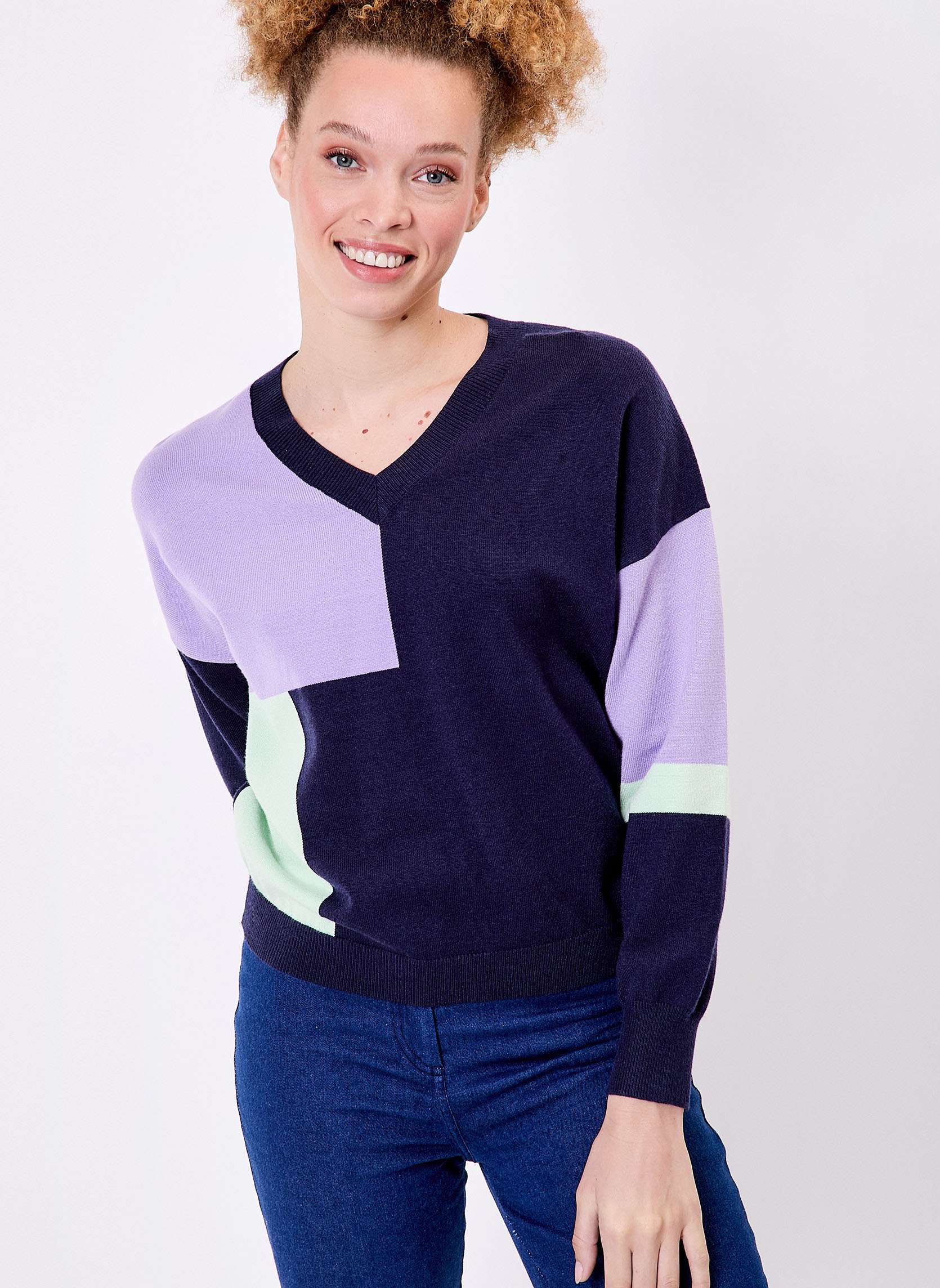Pull tricot patchwork ALISO
