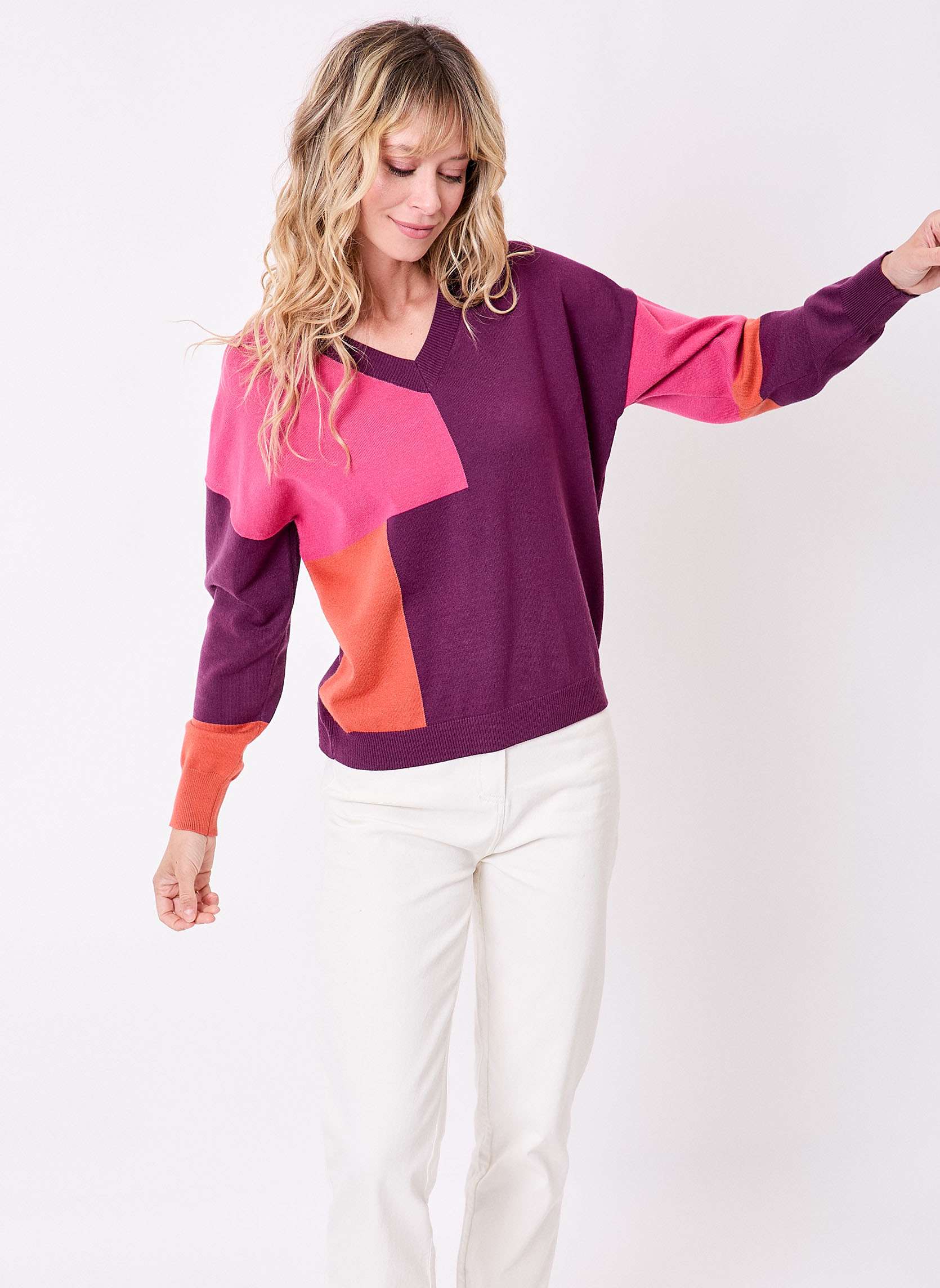 Pull tricot patchwork ALISO