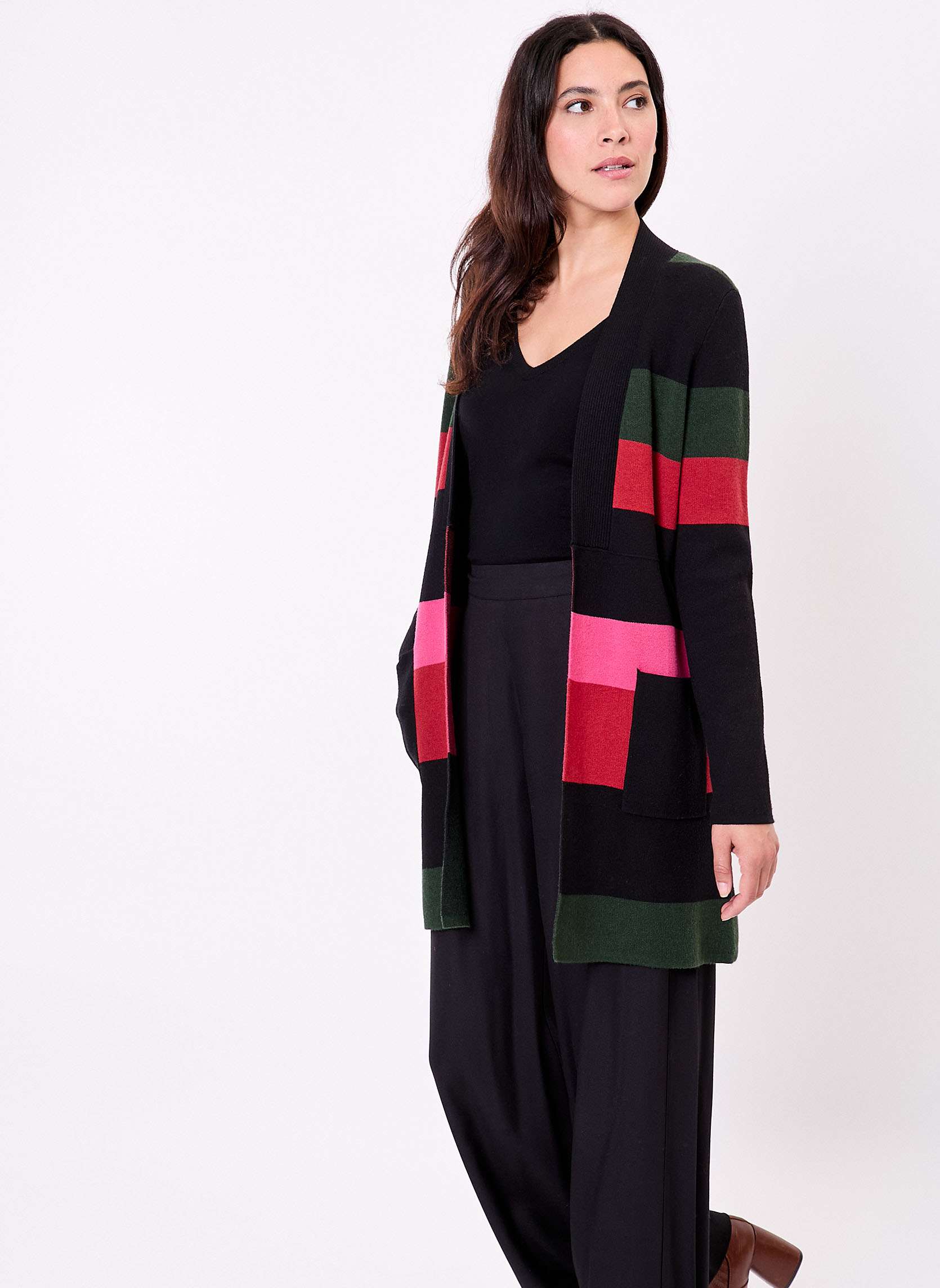 Gilet uni long en maille SACHEON