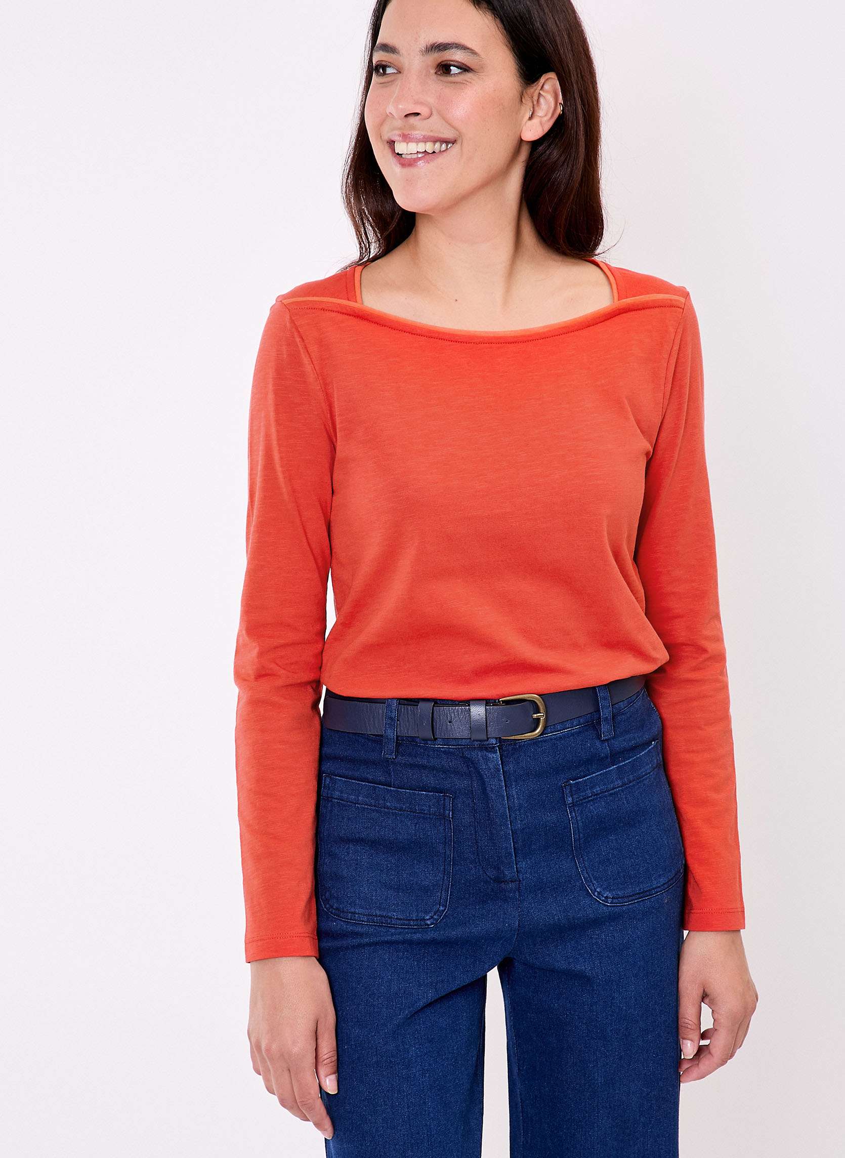 T-shirt uni coton bio col bateau GONDA
