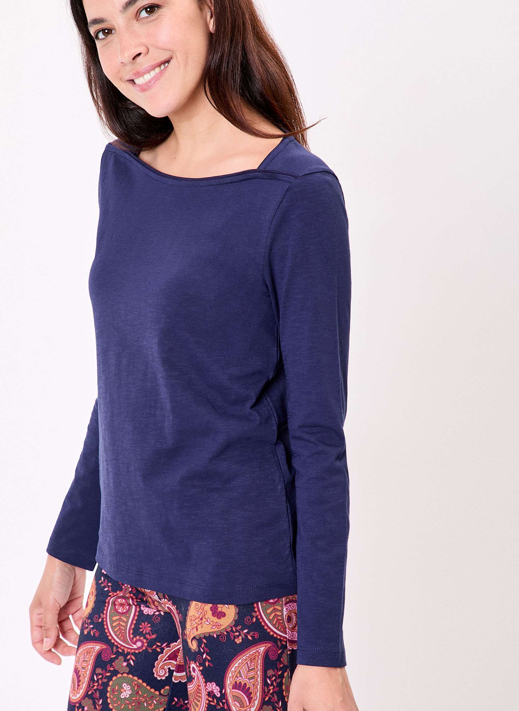 T-shirt uni coton bio col bateau GONDA