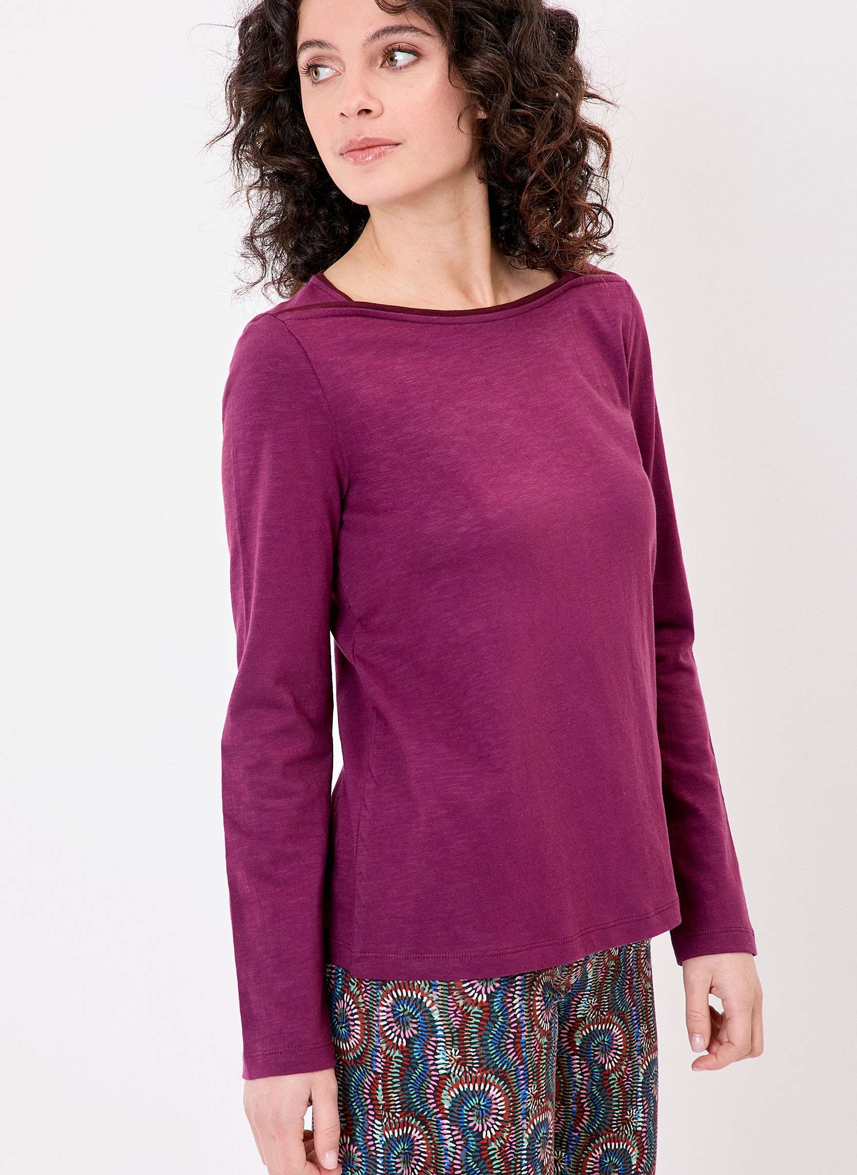 T-shirt uni coton bio col bateau GONDA