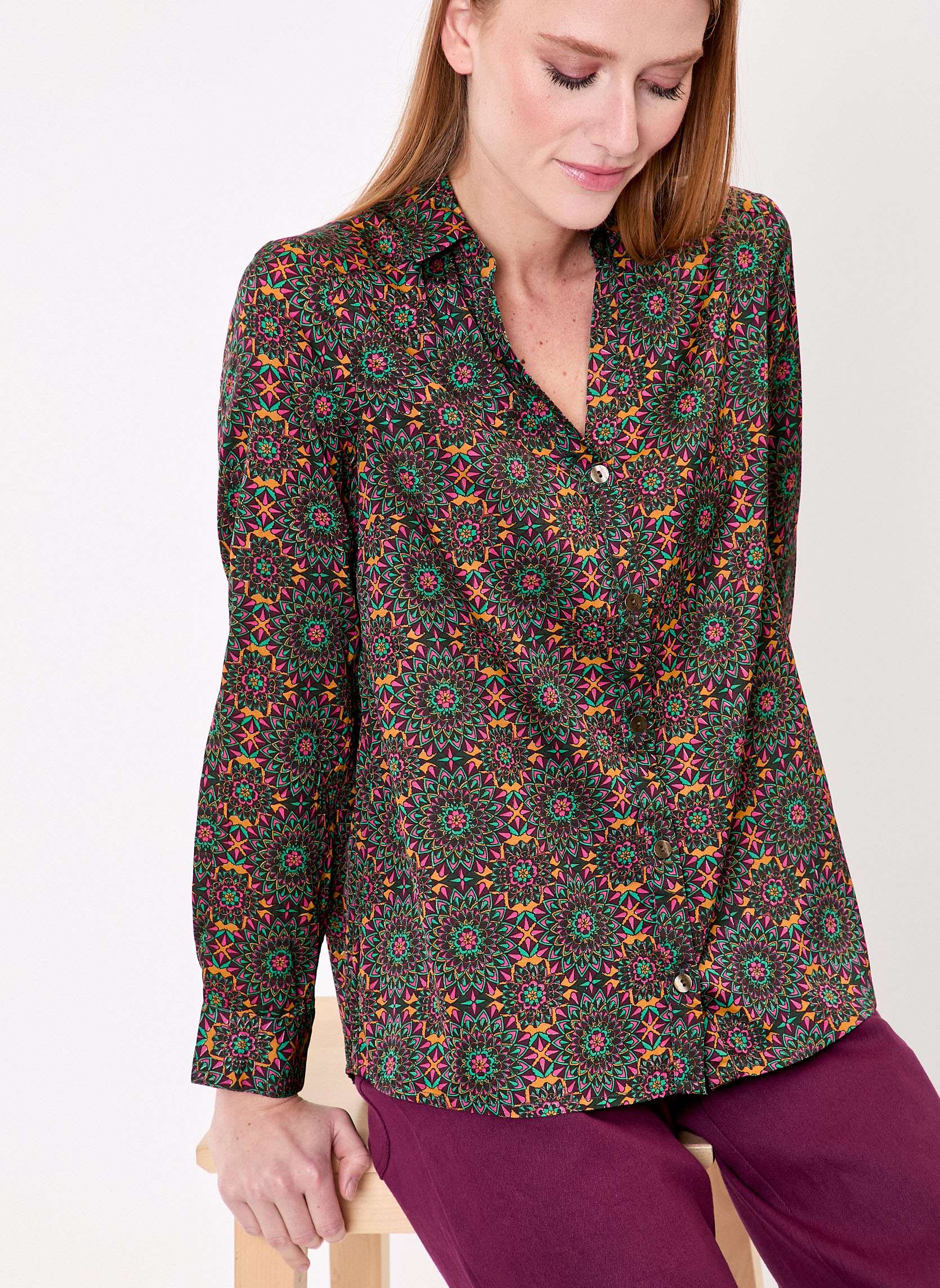Chemise droite satine REY